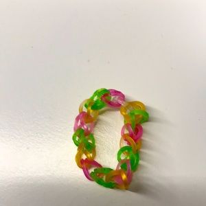 Brown\light gold color with green and pink size small rubber band bracelet